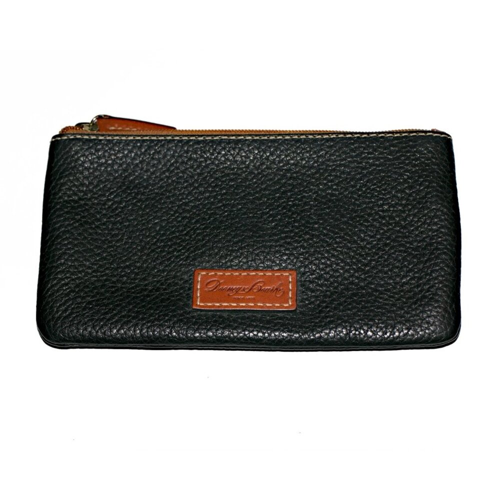 Dooney & Bourke Long Zip ID Wallet in Black Pebbled Leather
